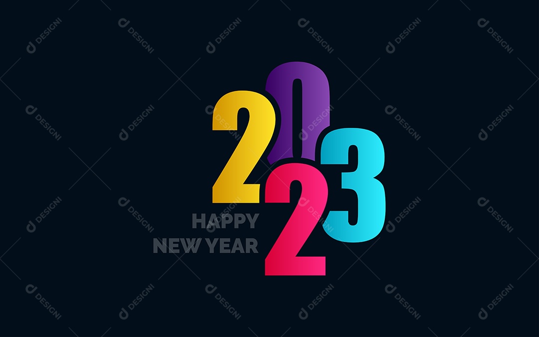 Logotipo 2023 Feliz Ano Novo Ilustração Vetor EPS