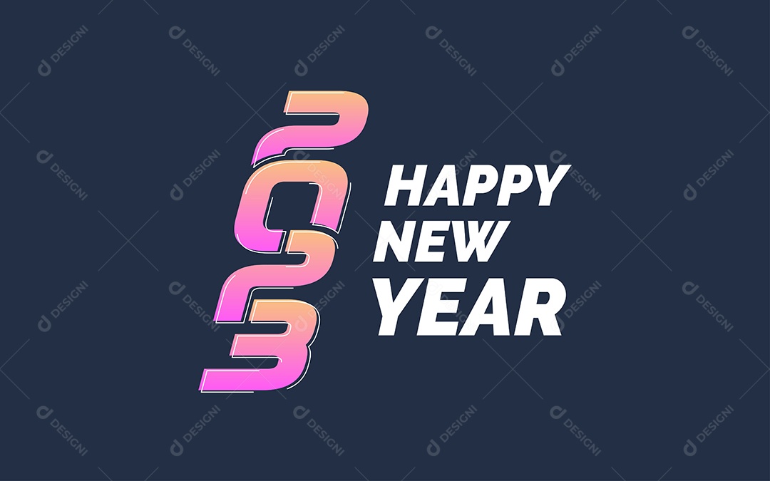 Logotipo 2023 Feliz Ano Novo Ilustração Vetor EPS