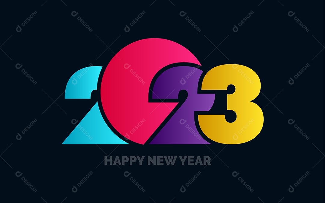 Logotipo 2023 Feliz Ano Novo Ilustração Vetor EPS