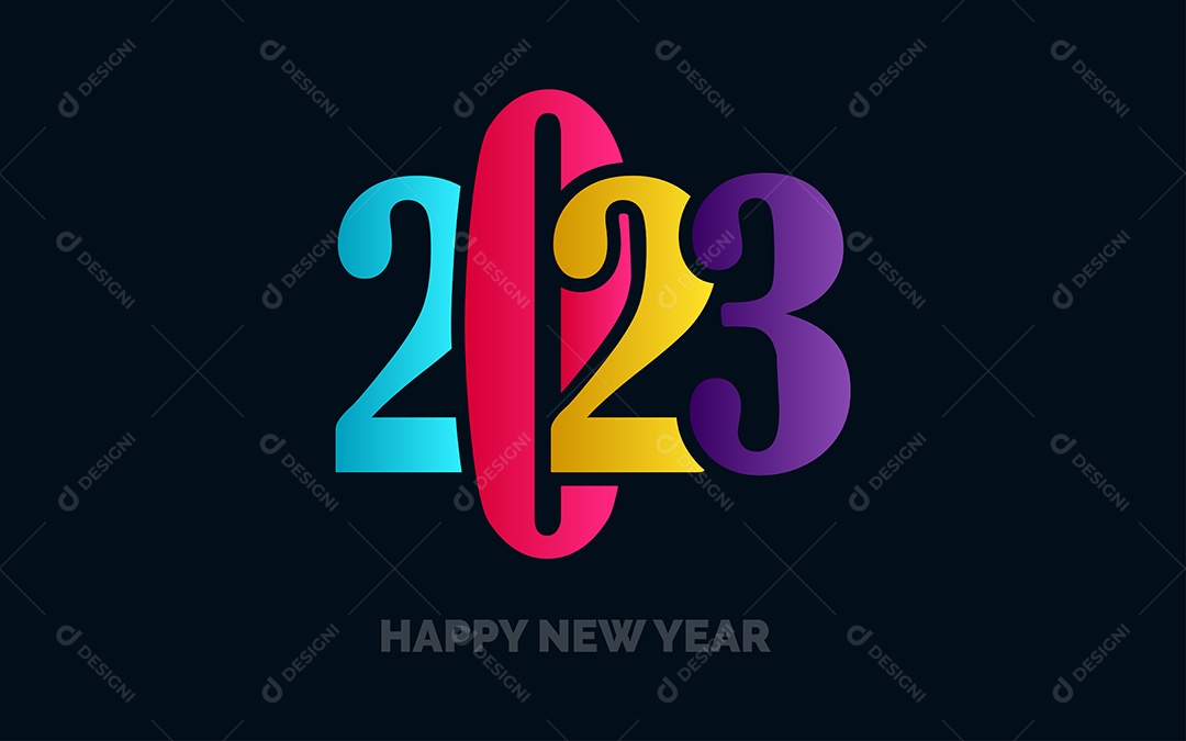 Logotipo 2023 Feliz Ano Novo Ilustração Vetor EPS