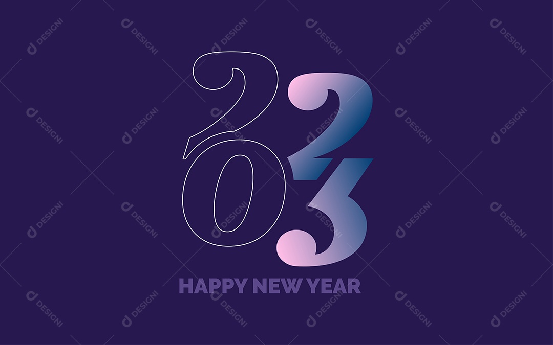 Logotipo 2023 Feliz Ano Novo Ilustração Vetor EPS