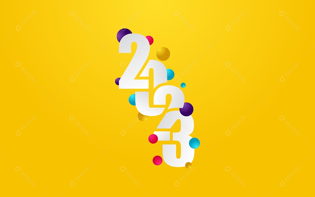 Logotipo 2023 Feliz Ano Novo Ilustração Vetor EPS