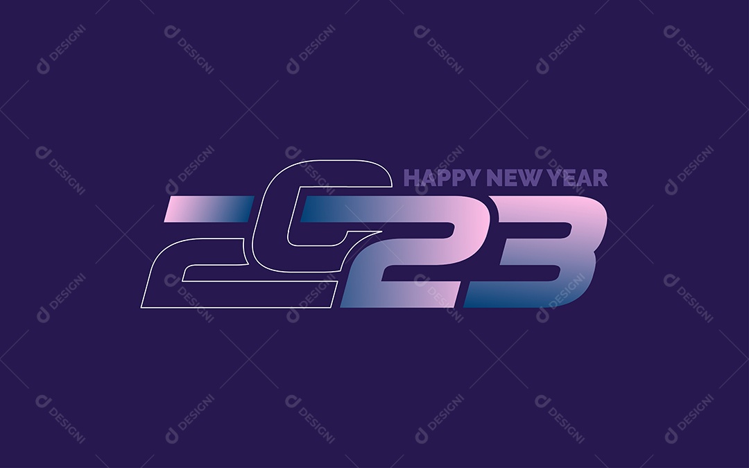 Logotipo 2023 Feliz Ano Novo Ilustração Vetor EPS