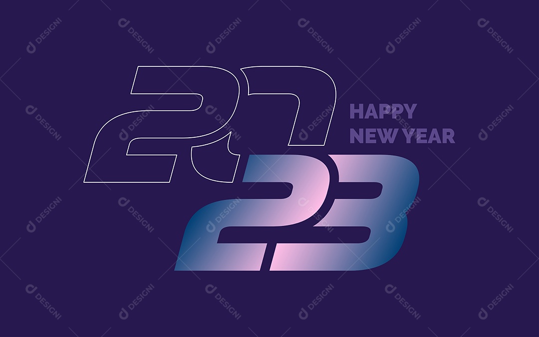 Logotipo 2023 Feliz Ano Novo Ilustração Vetor EPS