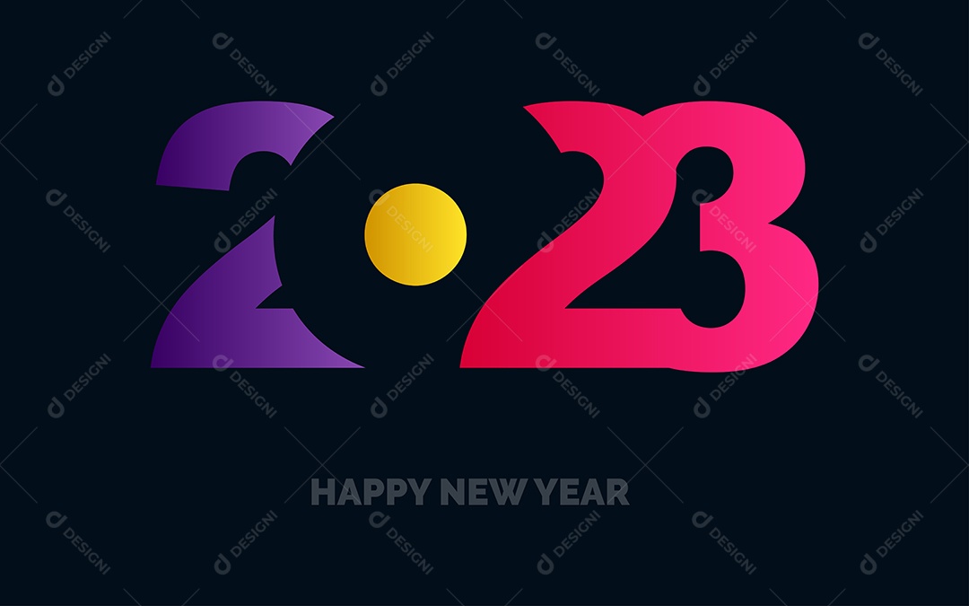 Logotipo 2023 Feliz Ano Novo Ilustração Vetor EPS