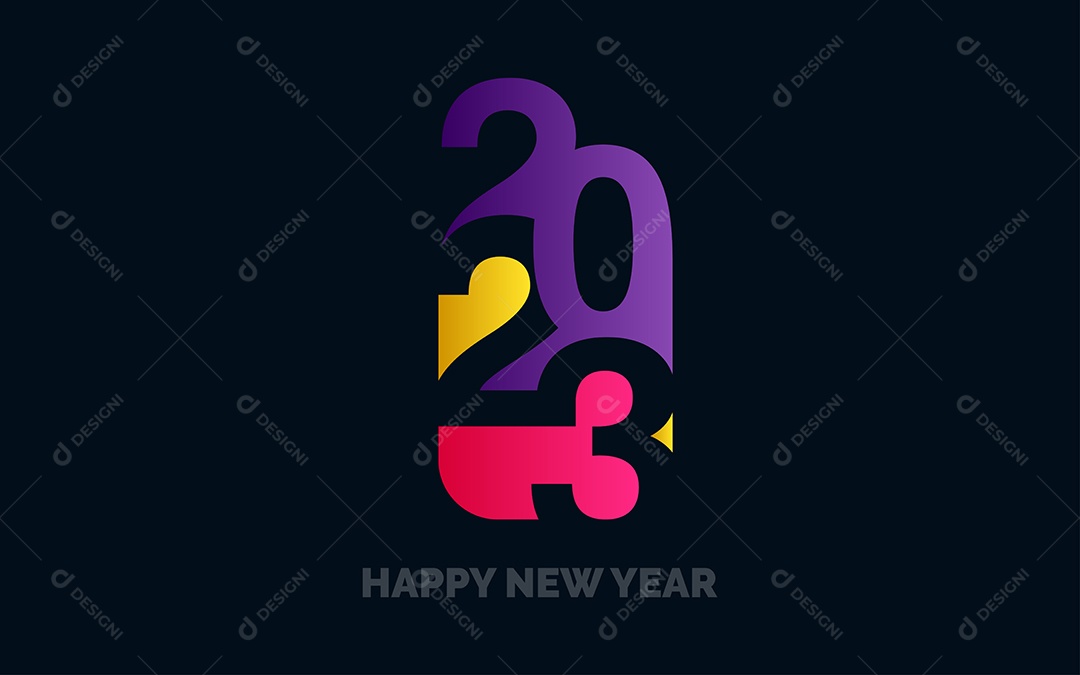 Logotipo 2023 Feliz Ano Novo Ilustração Vetor EPS