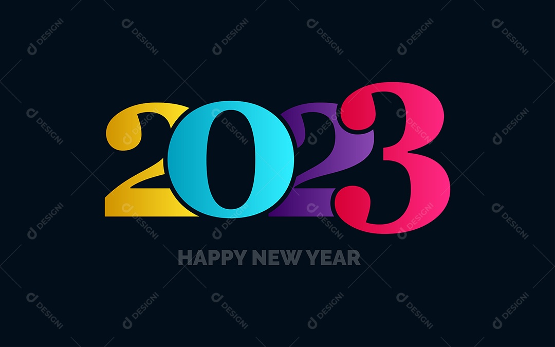 Logotipo 2023 Feliz Ano Novo Ilustração Vetor EPS