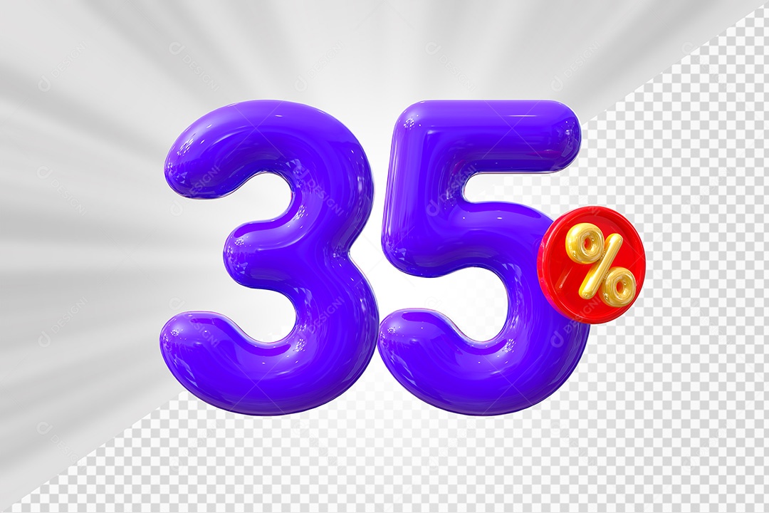 Elemento 3D Número 35% Roxo Para Composição PSD
