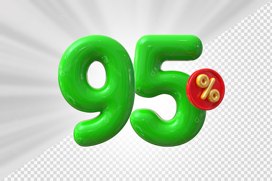 Elemento 3D Número 95% Verde Para Composição PSD
