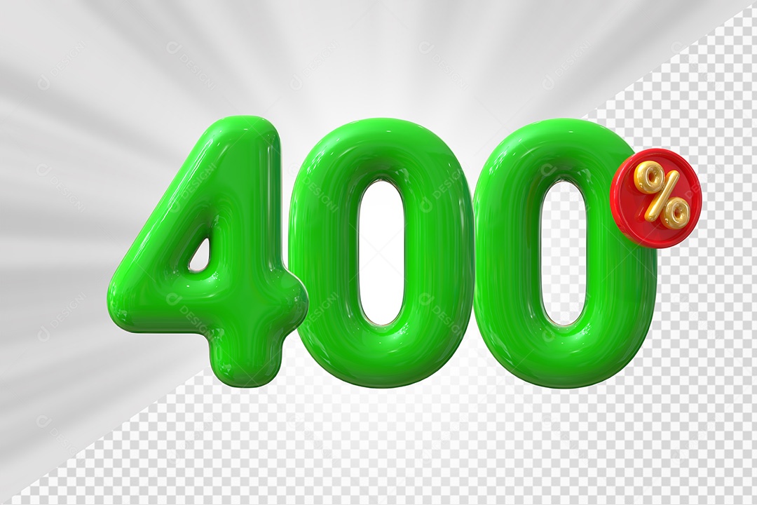 Elemento 3D Número 400% Verde Para Composição PSD