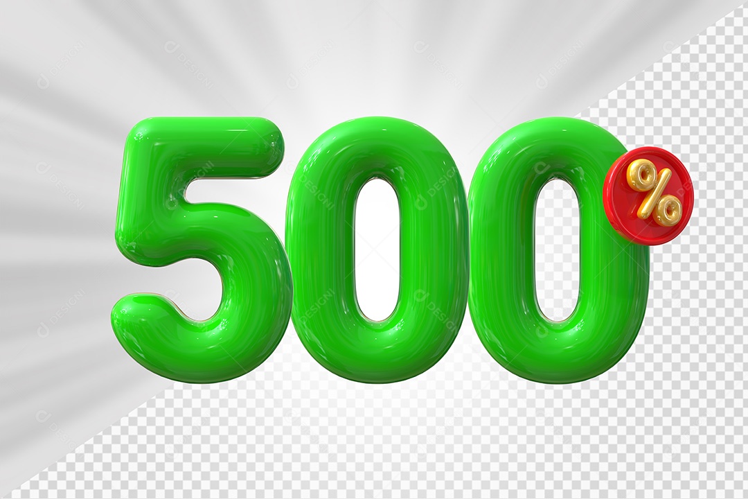 Elemento 3D Número 500% Verde Para Composição PSD