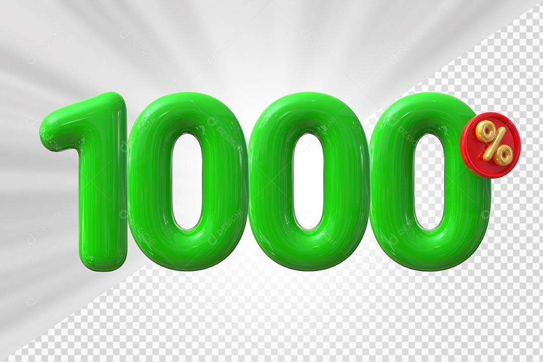 Elemento 3D Número 1000% Verde Para Composição PSD