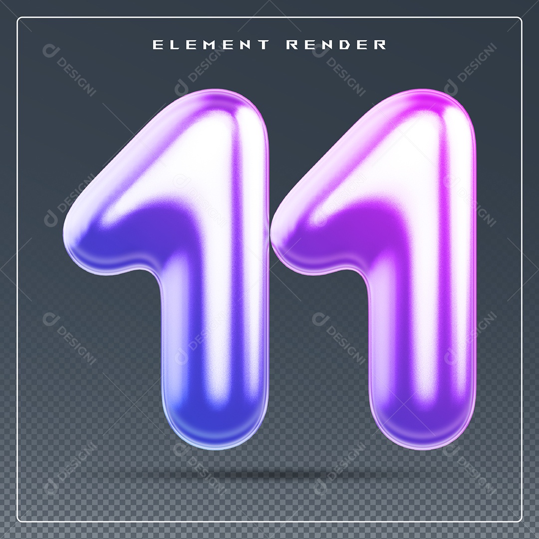 Elemento 3D Número 2 Colorido para Composição PSD