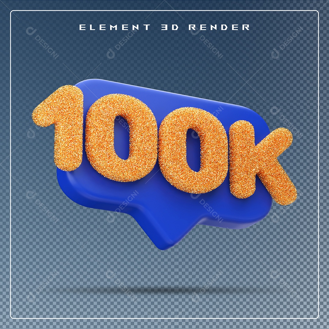 Ícone 3D Azul com 100K de Seguidores Elemento para Composição PSD