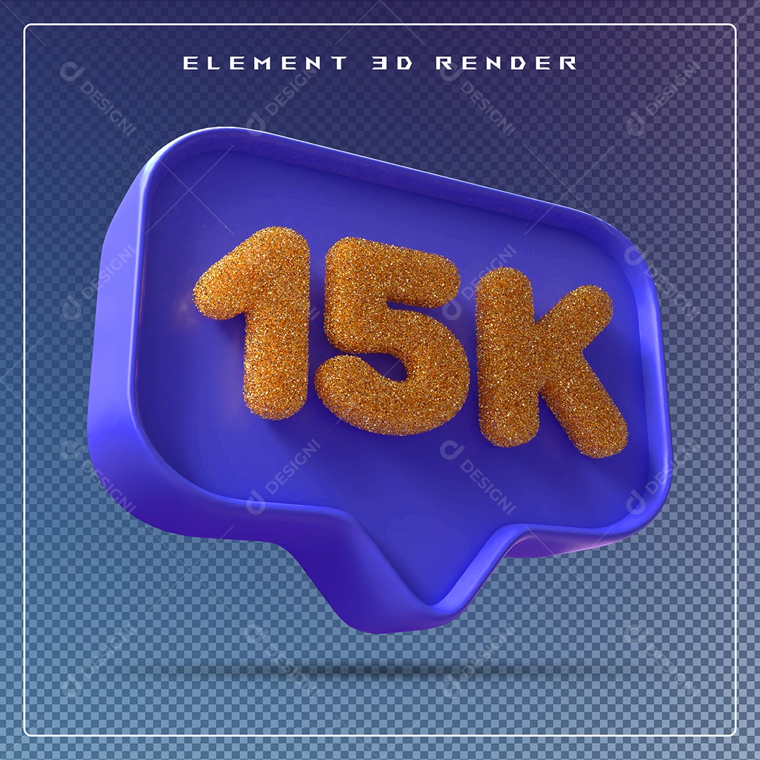 Ícone 3D Azul com 15K de Seguidores Elemento para Composição PSD