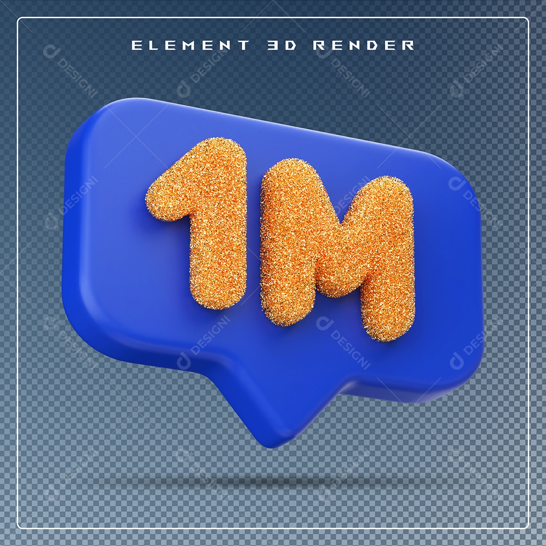 Ícone 3D Azul com 1M de Seguidores Elemento para Composição PSD