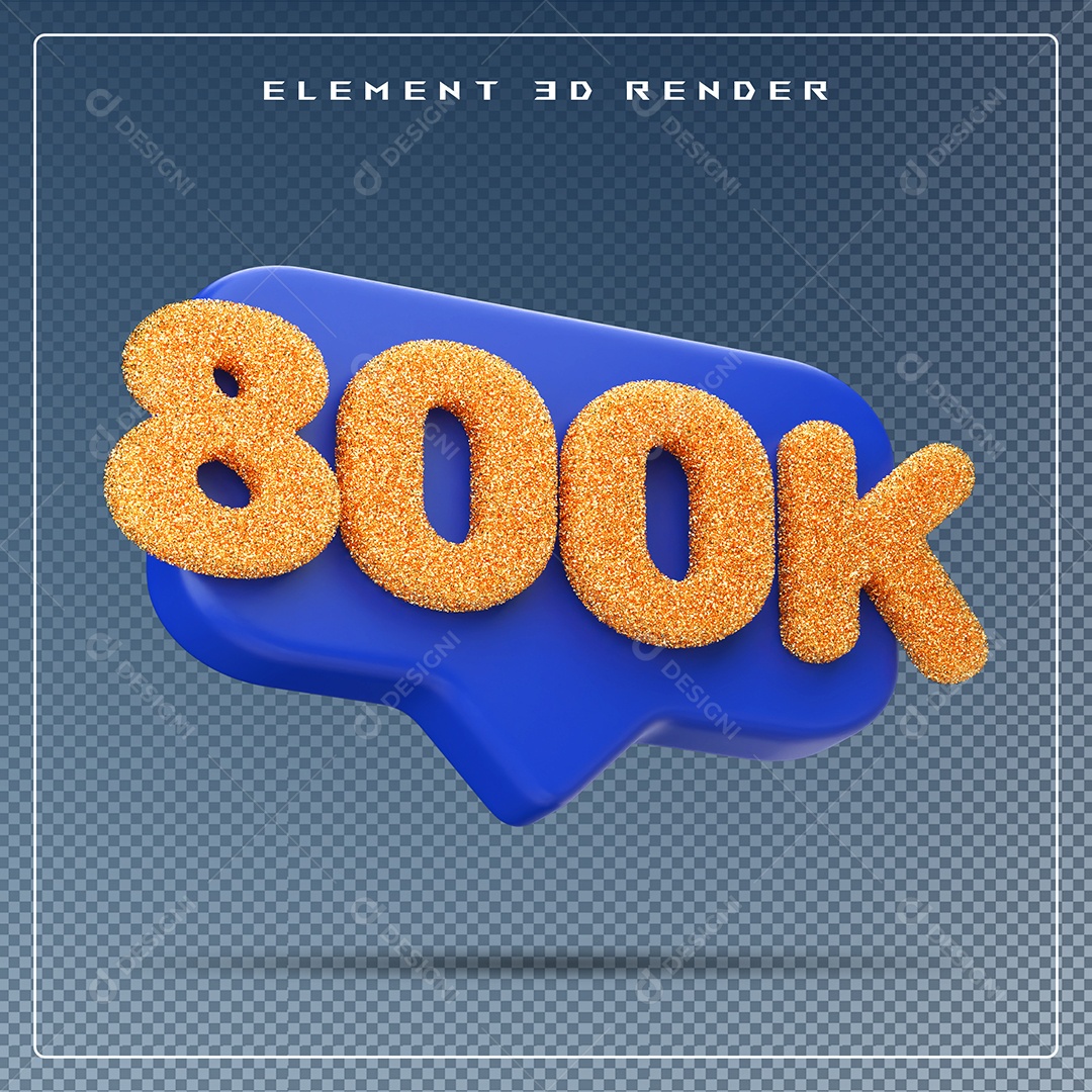 Ícone 3D Azul com 800K de Seguidores Elemento para Composição PSD