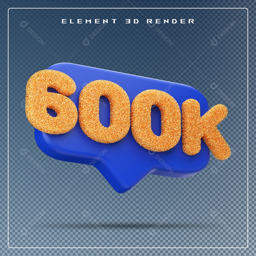 Ícone 3D Azul com 600K de Seguidores Elemento para Composição PSD