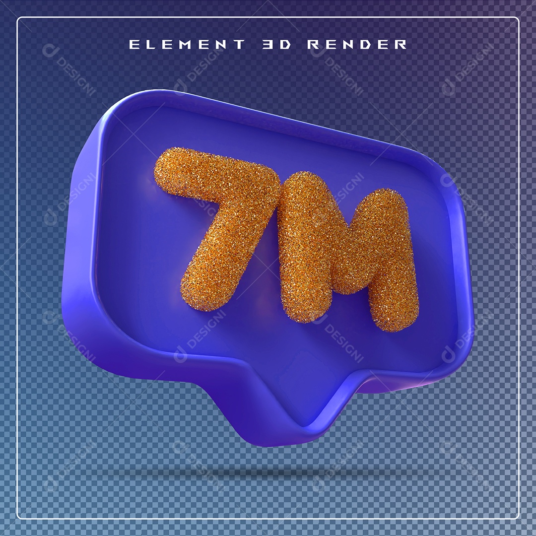 Ícone 3D Azul com 7M de Seguidores Elemento para Composição PSD