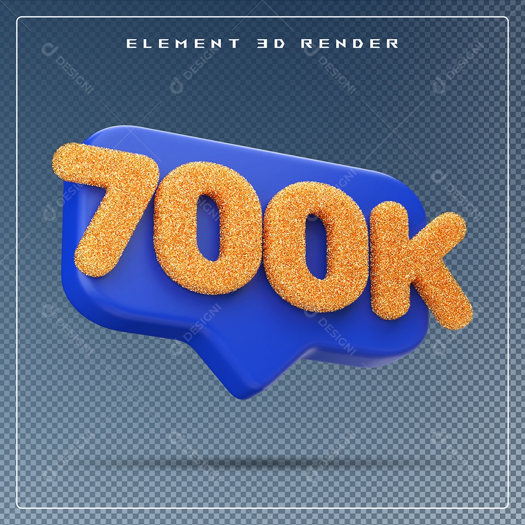 Ícone 3D Azul com 700K de Seguidores Elemento para Composição PSD