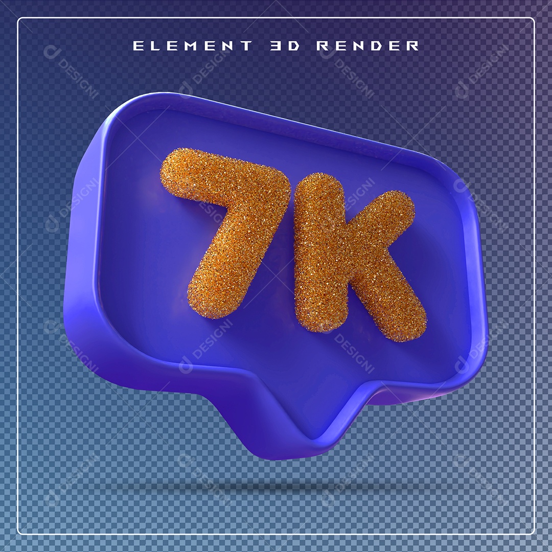 Ícone 3D Azul com 7K de Seguidores Elemento para Composição PSD