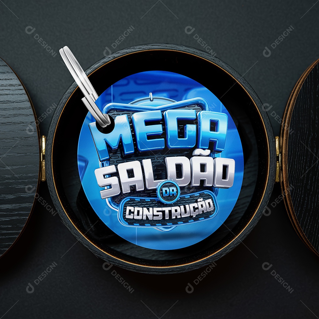 Mockup Brinde Chaveiro Redondo na Caixa PSD Editável