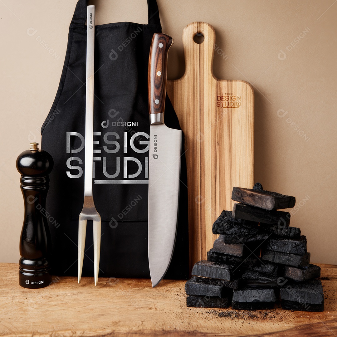 Mockup Brinde Kit de Churrasco PSD Editável