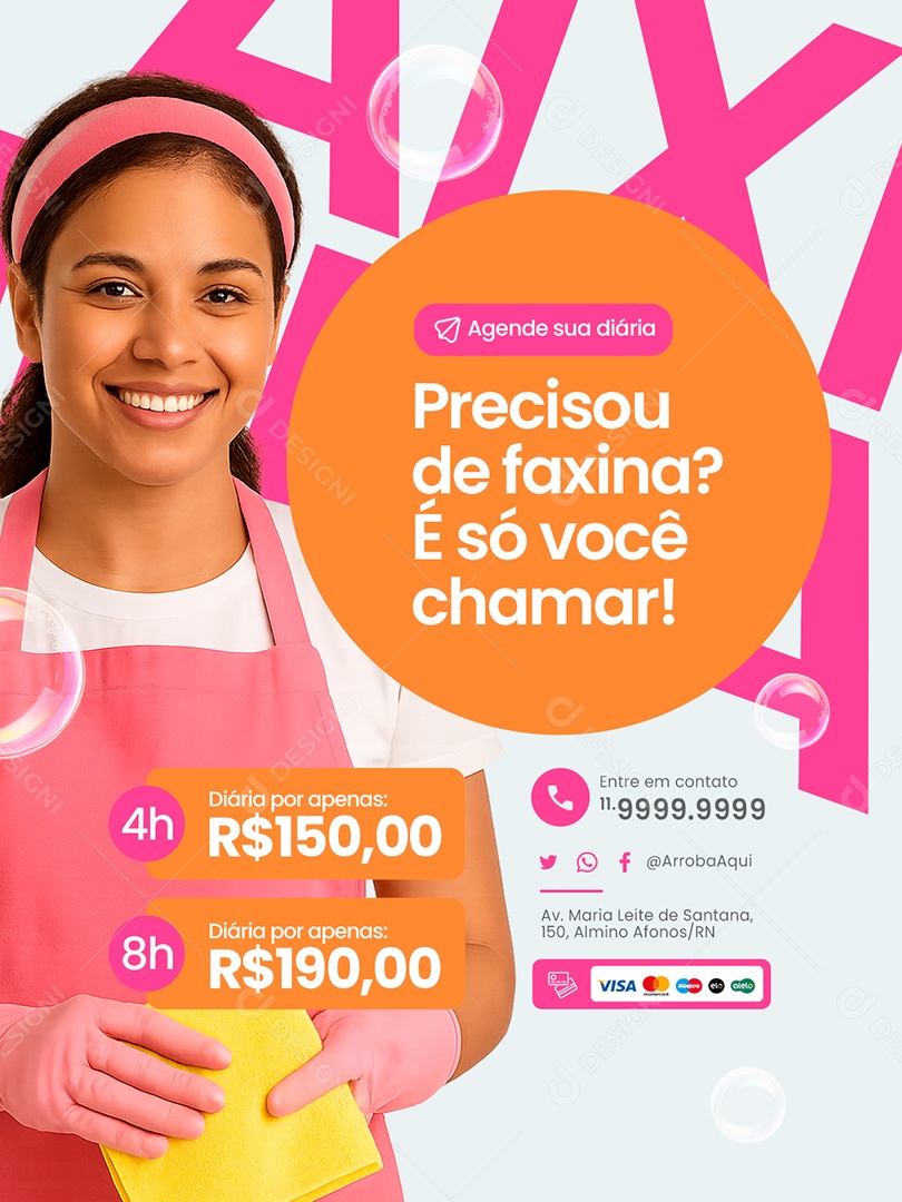 Faxineira Precisou de Faxina Social Media PSD Editável