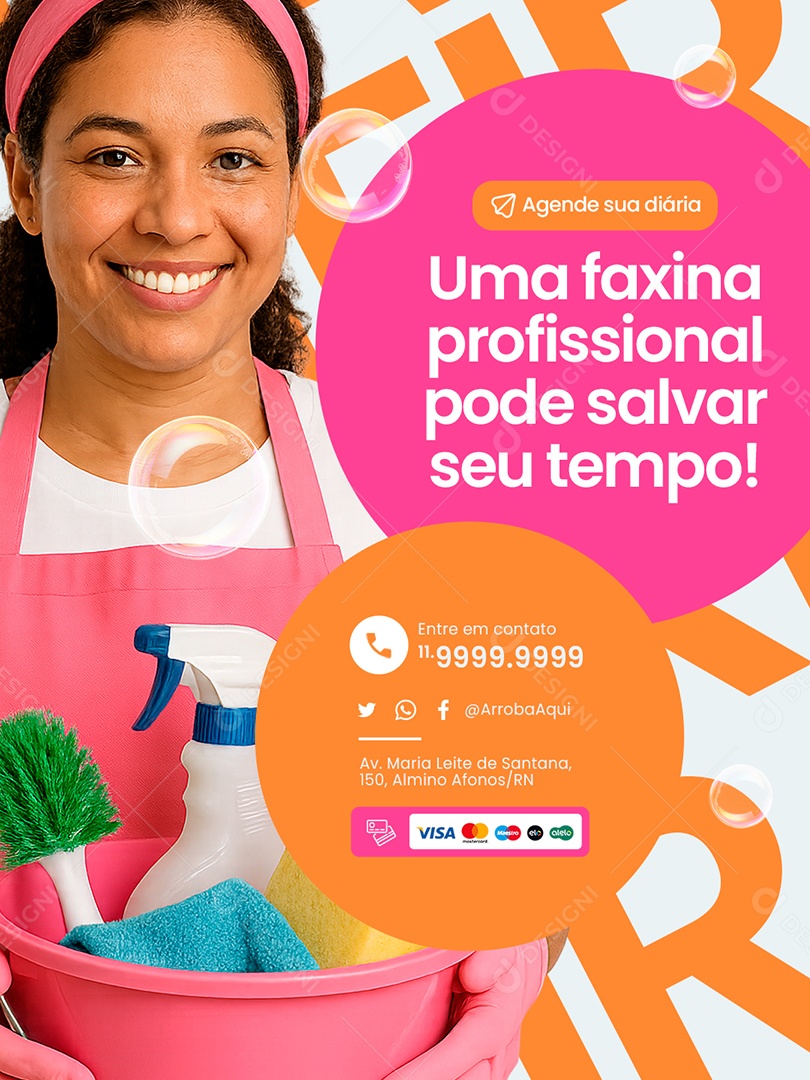 Faxineira Uma Faxina Profissional Pode Salvar seu Tempo Social Media PSD Editável