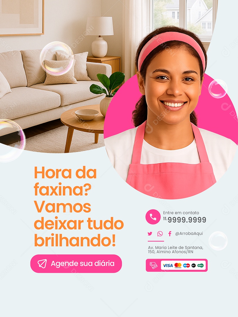 Faxineira Hora da Faxina Social Media PSD Editável