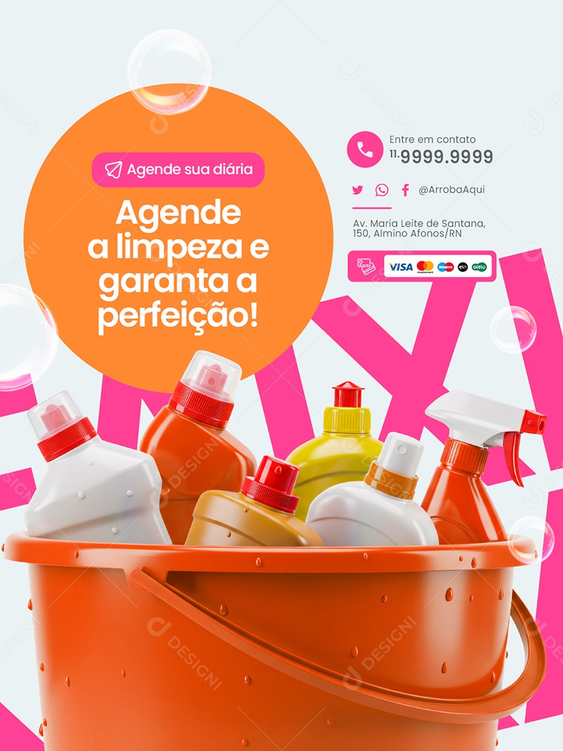 Faxineira Agende a Limpeza e Garanta a Perfeição Social Media PSD Editável