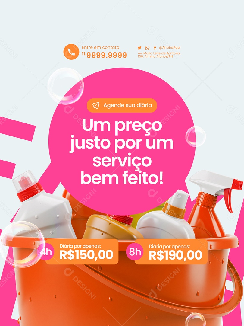 Faxineira Um Preço Justo Por um Serviço Bem Feito Social Media PSD Editável