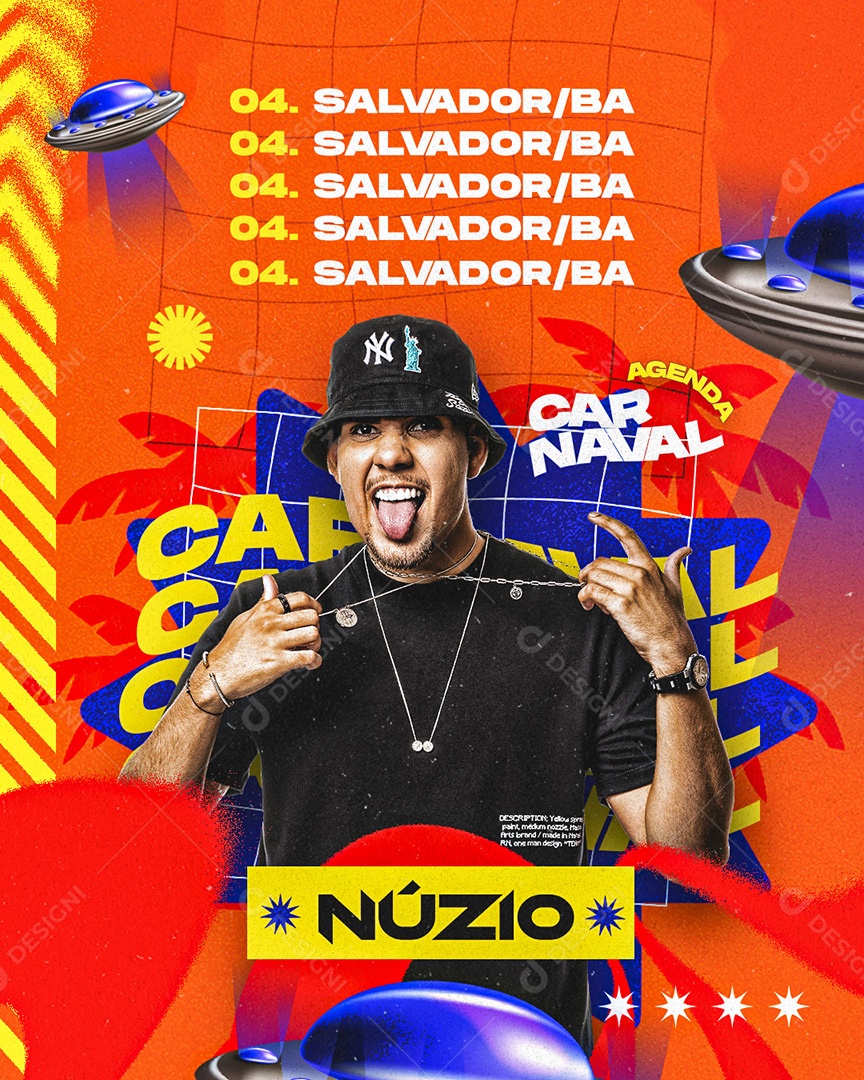 Feed Flyer Agenda Carnaval Núzio Shows Social Media PSD Editável