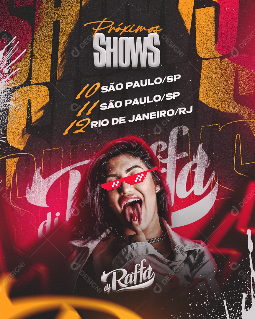 Feed Flyer DJ Funk Próximos Shows Social Media PSD Editável