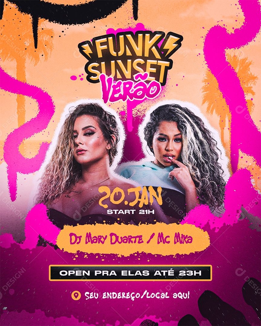 Feed Flyer Funk Sunset Verão Dj Mc Social Media PSD Editável