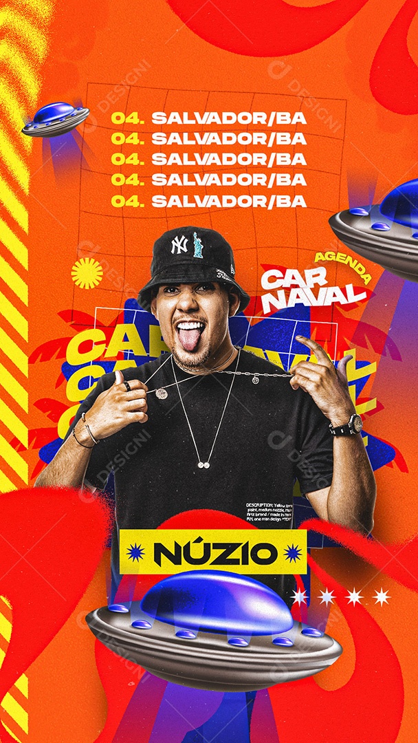 Story Flyer Agenda Carnaval Núzio Shows Social Media PSD Editável