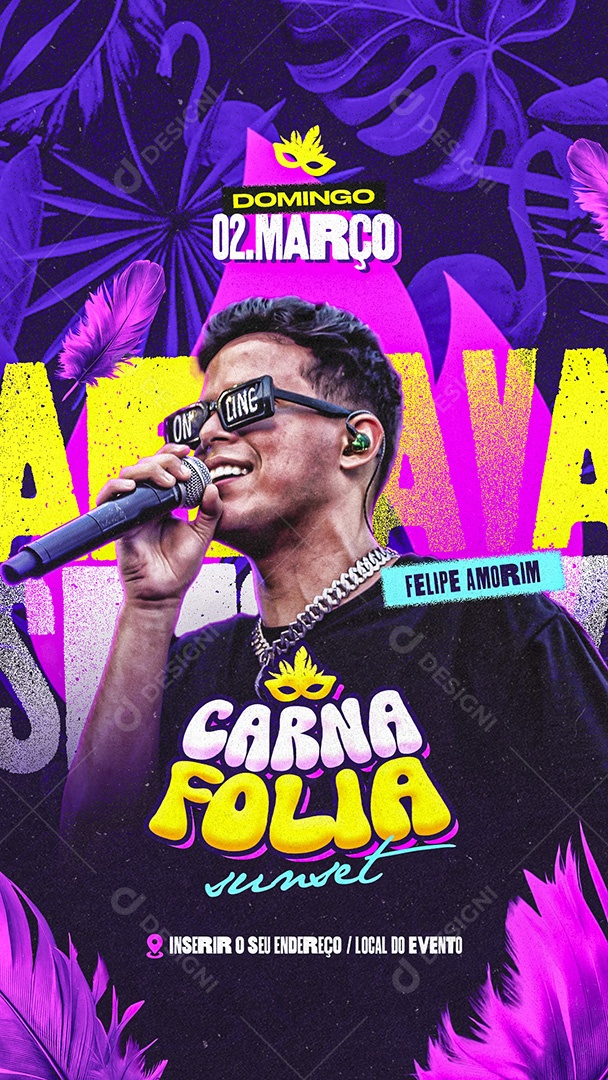 Story Flyer Carnafolia Sunset Social Media PSD Editável