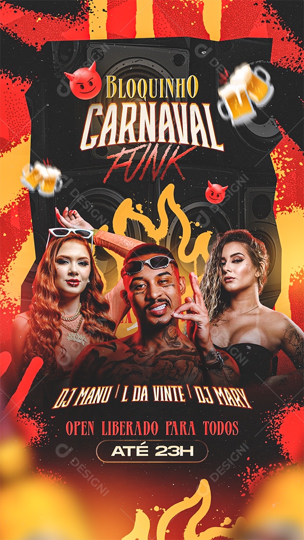 Story Flyer Carnaval Bloquinho Folia Funk Social Media PSD Editável