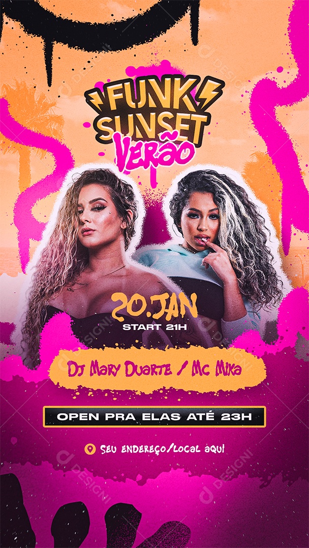 Story Flyer Funk Sunset Verão Dj Mc Social Media PSD Editável