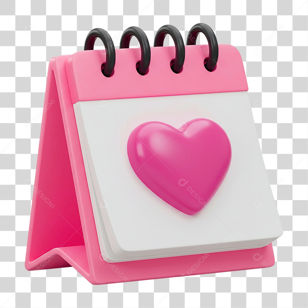 Calendário Coração Rosa PNG Transparente