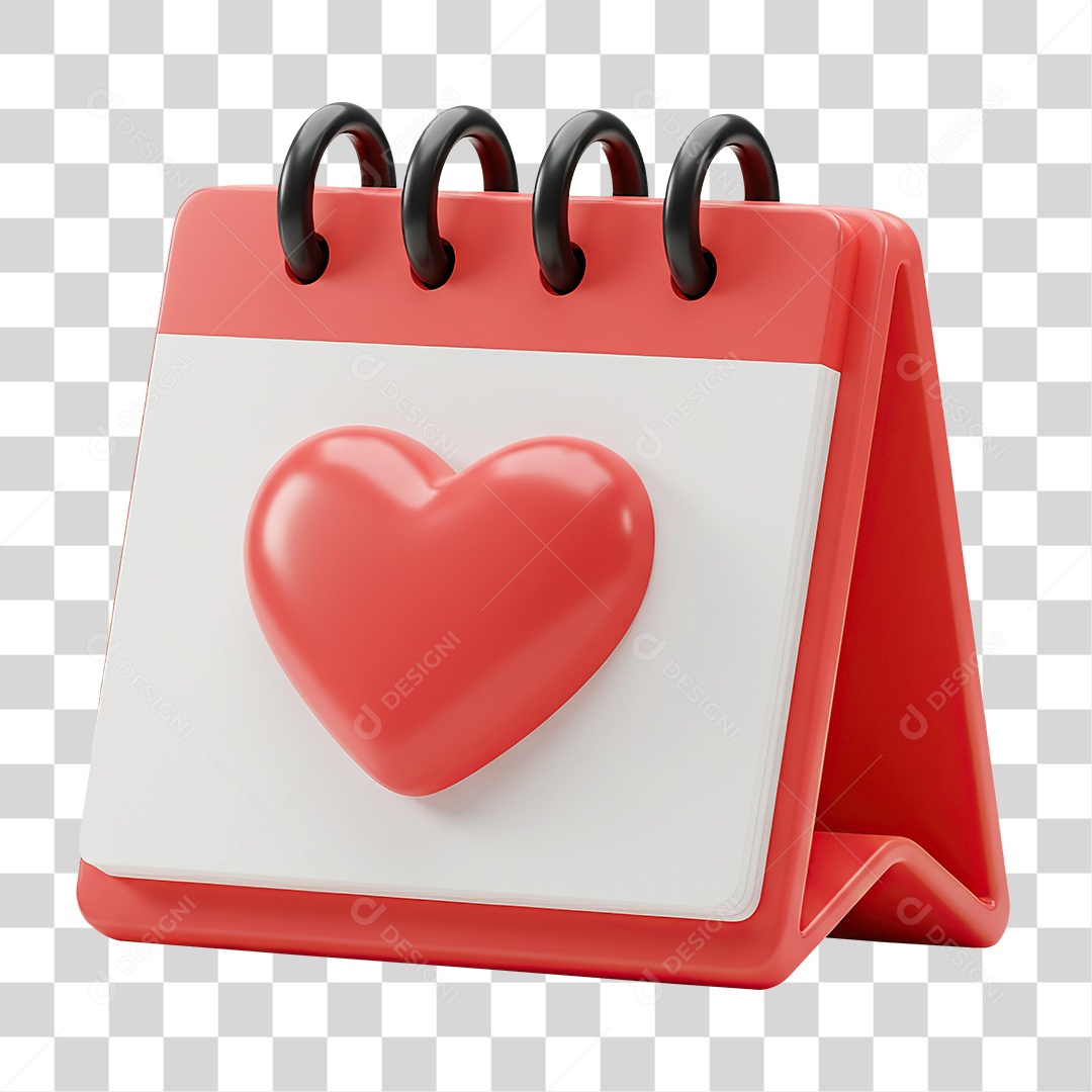 Calendário Coração Vermelho PNG Transparente