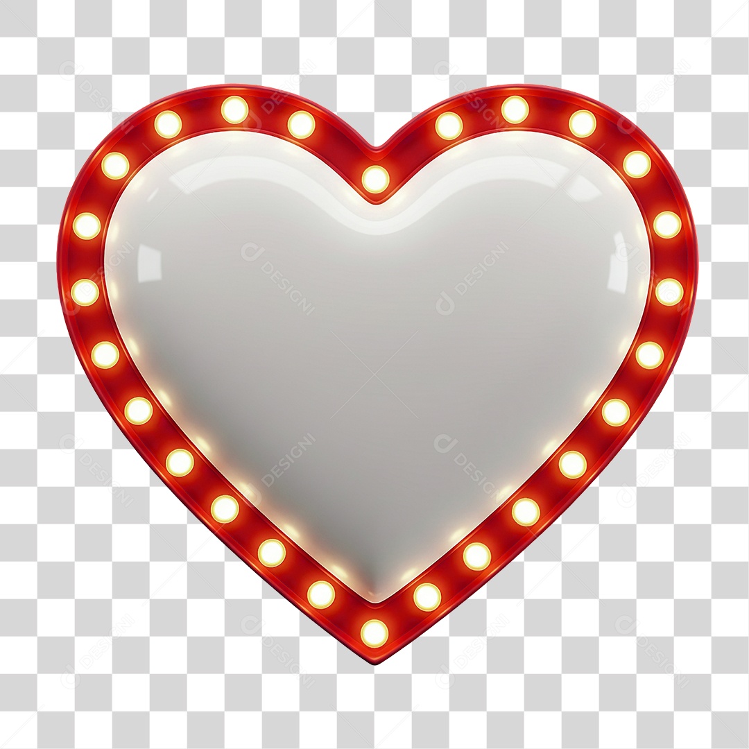 Elemento 3D Coração PNG Transparente
