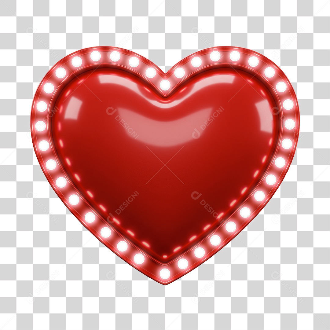 Elemento 3D Coração PNG Transparente