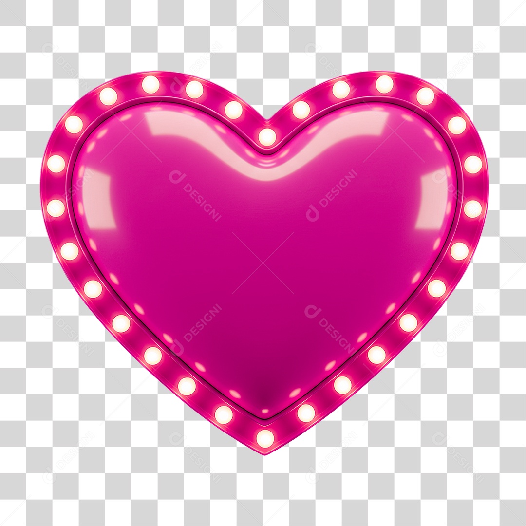 Elemento 3D Coração PNG Transparente