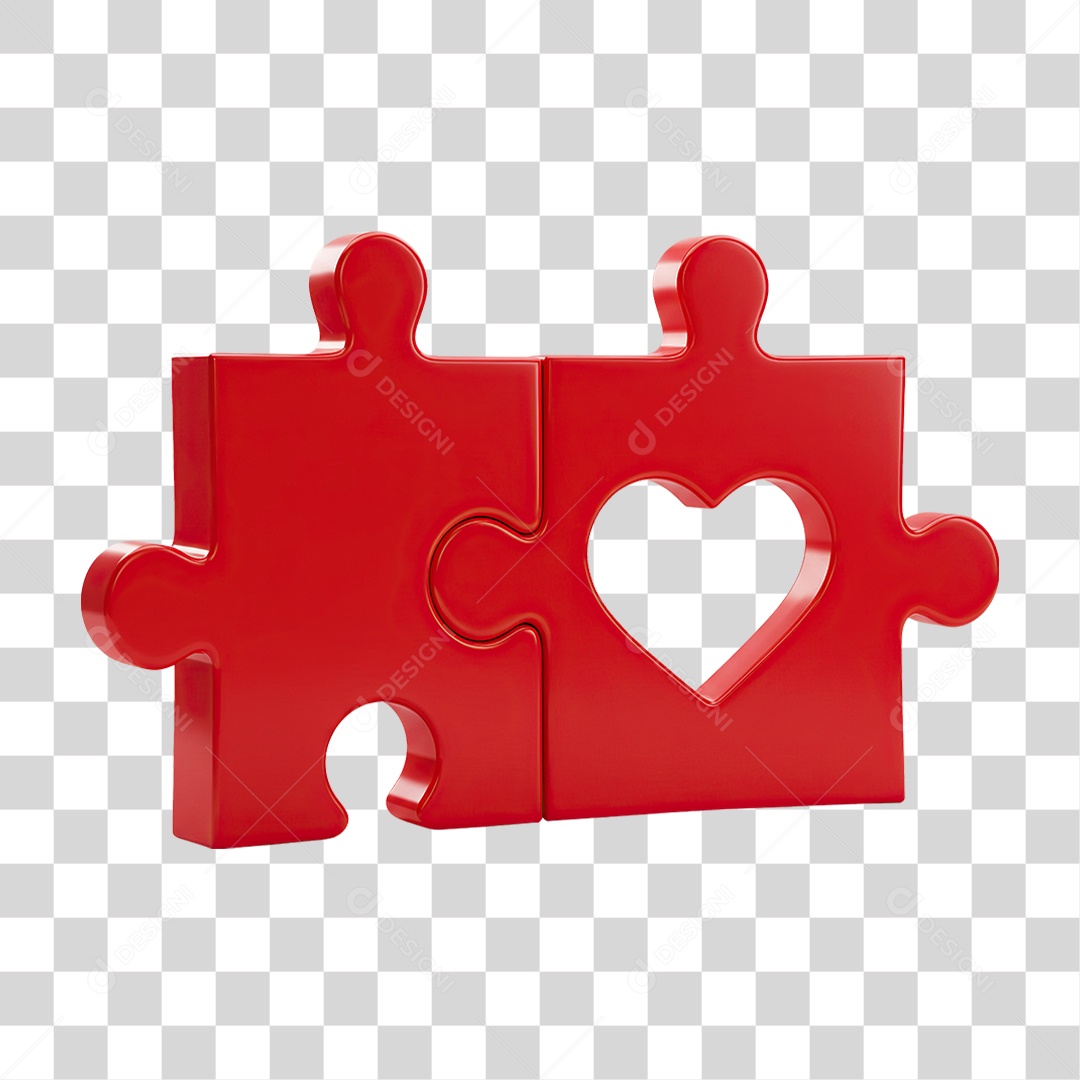 Peças de Quebra-Cabeça em Formato de Coração PNG Transparente