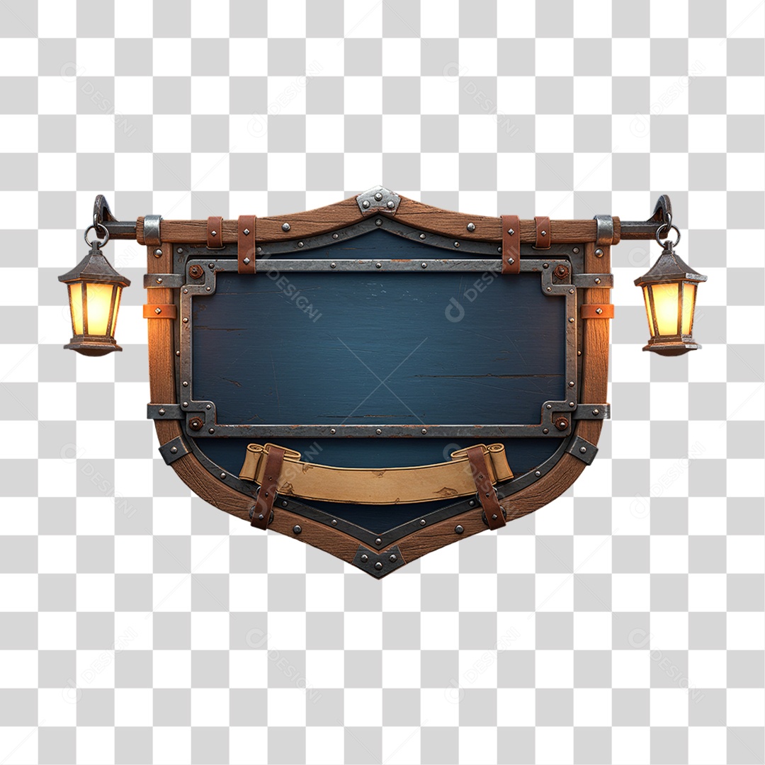 Escudo de Madeira Sertanejo PNG Transparente