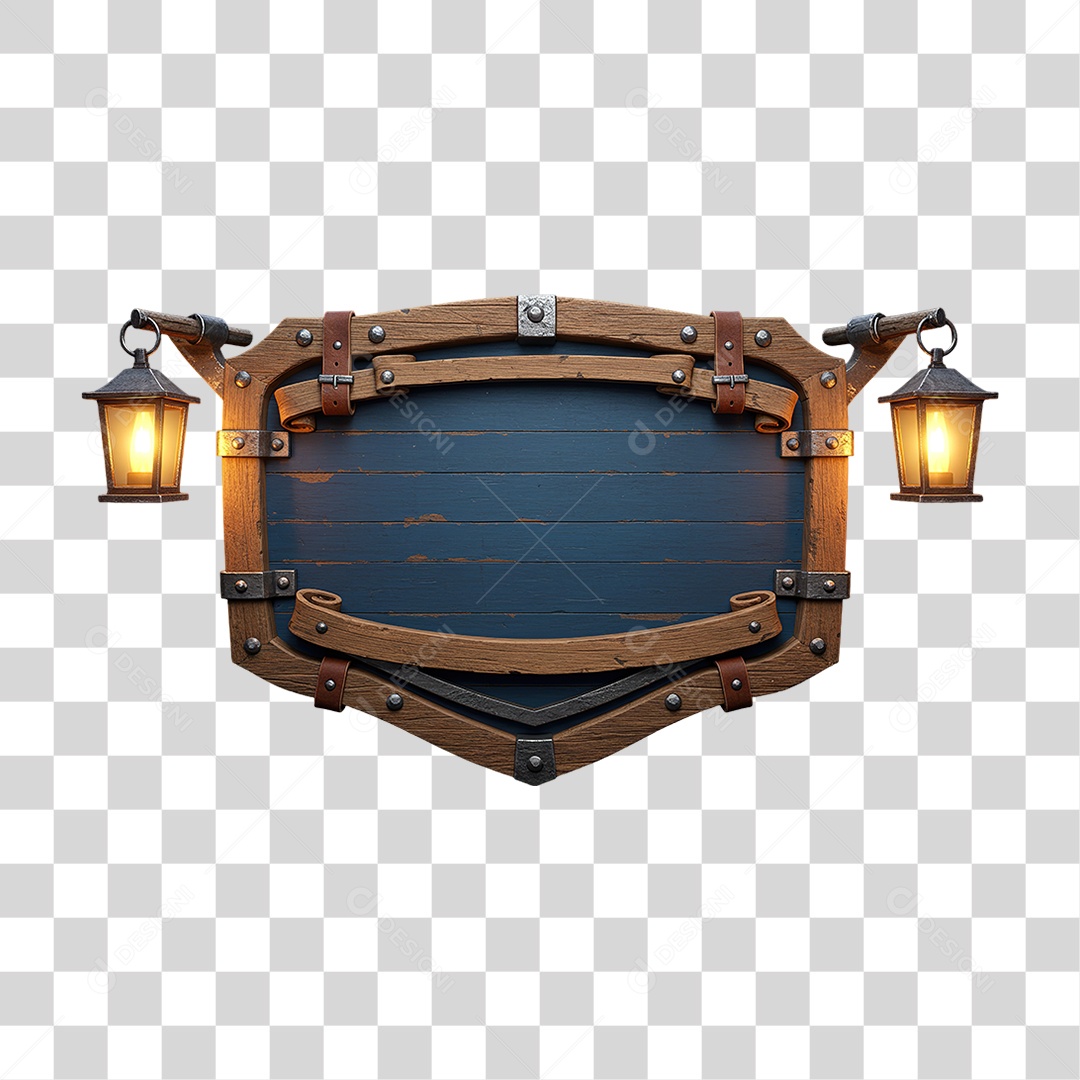 Escudo de Madeira Sertanejo PNG Transparente