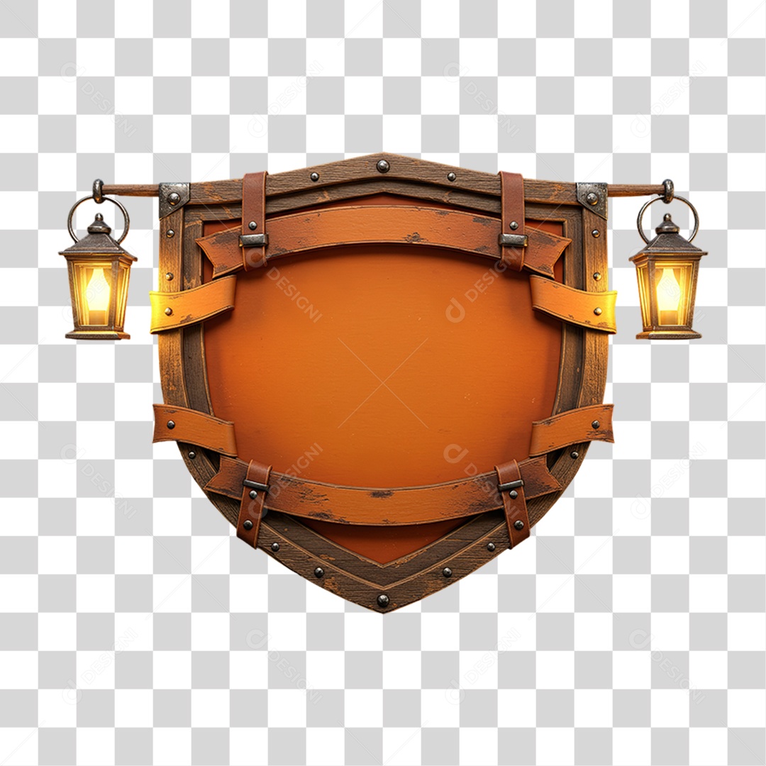 Escudo de Madeira Sertanejo PNG Transparente