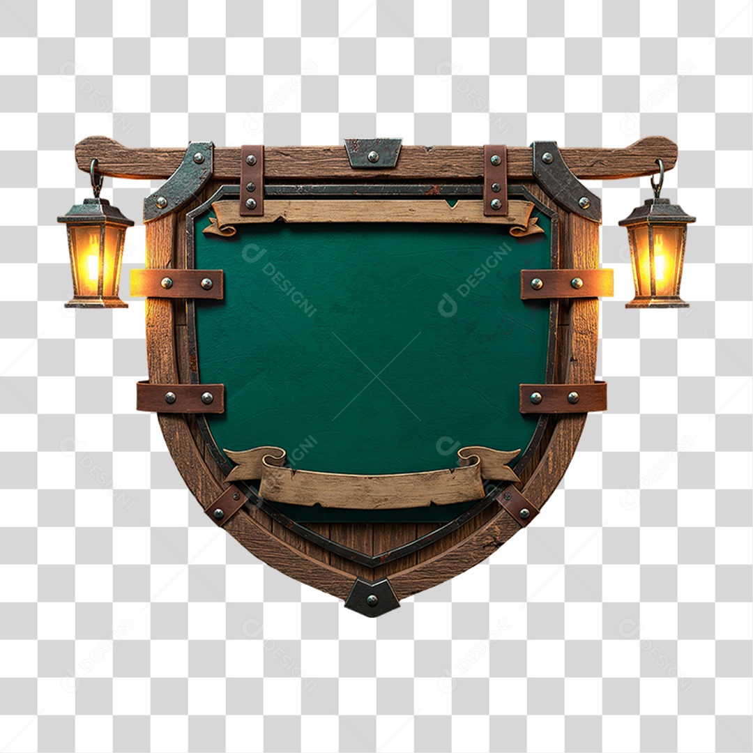 Escudo de Madeira Sertanejo PNG Transparente