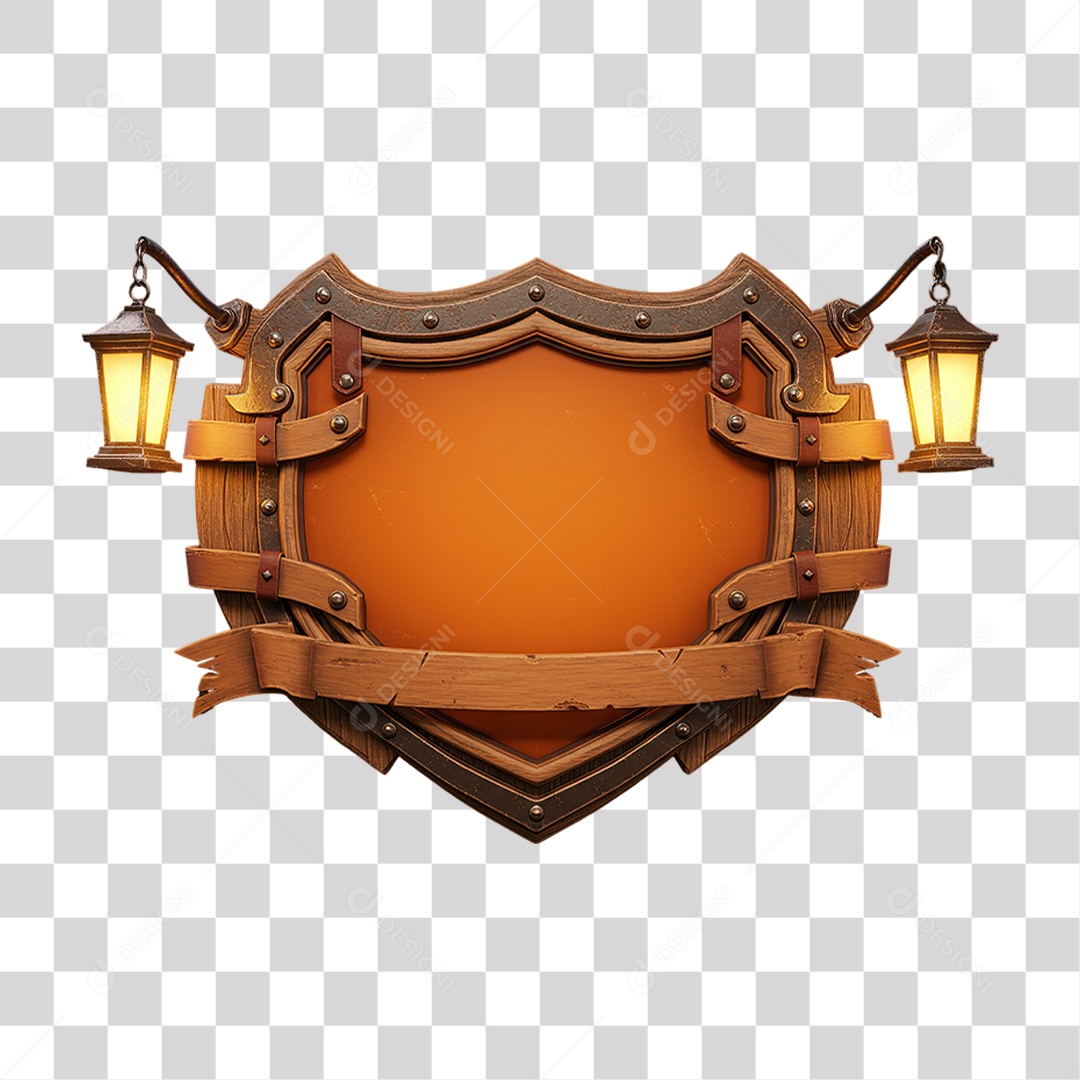 Placa de Madeira com Lanternas PNG Transparente